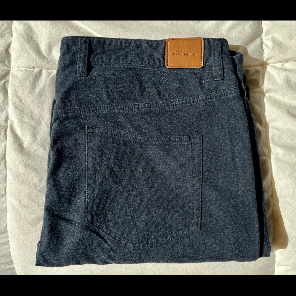 Peter Millar Wool/Flannel Dress 5-Pocket Pants | Navy Color | 38/32